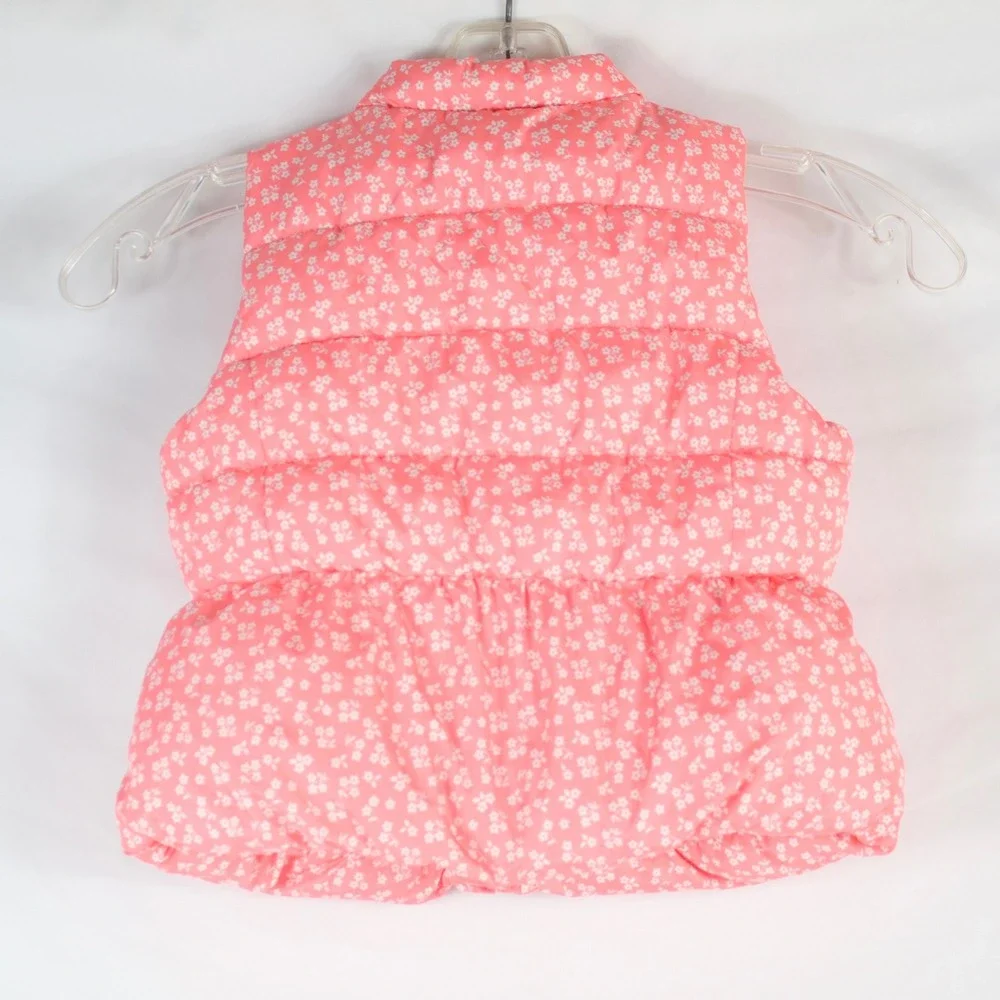 BabyGap Pink Floral Fleece Lined Puffer Vest Toddler Girl's Size 3 Years
